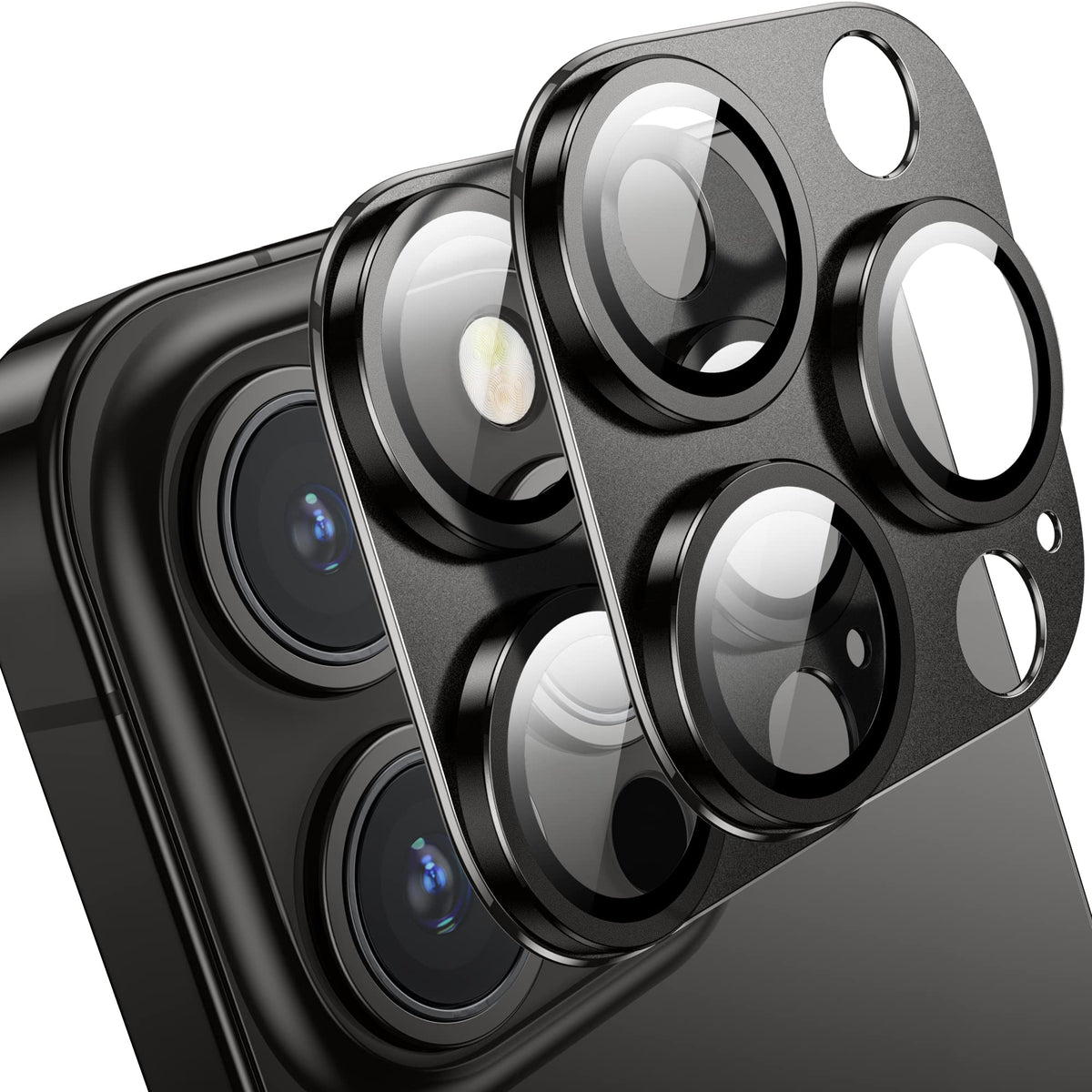 Mansoorr Camera Lens Protector for iPhone 14 Pro / iPhone 14 Pro Max, Alloy Metal Camera Cover with Tempered Glass Screen Protector Accessories,Case Friendly,Scratch Resistant,Easy to Install - Space