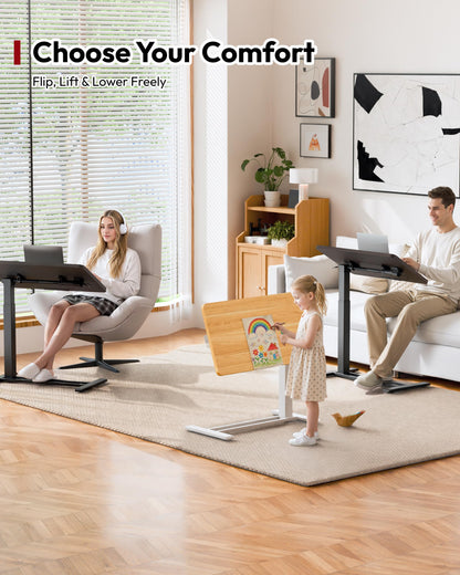 SANODESK Pneumatic 90° Tilt Top 32x18'' Medical Adjustable Overbed Table