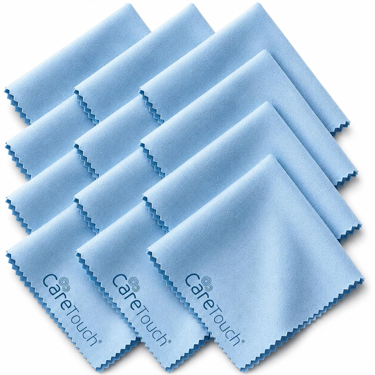 Care Touch Microfiber Glasses Cleaning Cloth 12 Pack (Blue)
