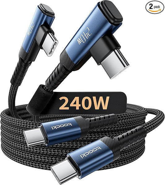 toocki USB C Cable 240W, Fast Charging Type C Cord, 2Pack, 6.6ft, Blue