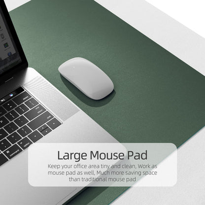 YSAGI Dual-Sided Desk Pad Protector, 31.5" x 15.7" Desk Mat with Non-Slip - Waterproof PU Leather Office Desk Blotter for Mouse, Keyboard, Writing, Dark Green+Dark Blue