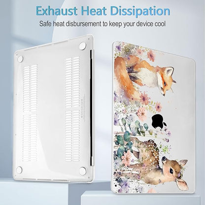 Mektron Case for MacBook Pro 16 Inch A2141 Cover 2019 Release 16" with Liquid Retina Display/Touch ID, Plastic Hard Shell with Keyboard Skin & Screen Protector & Dust Plug, Fox and Deer