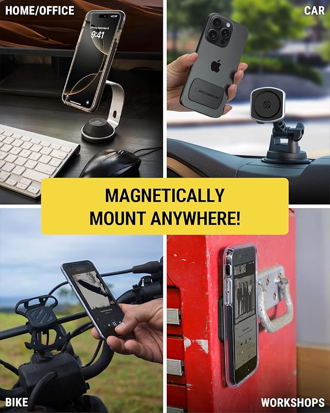 Scosche MAGRKI MagicMount Replacement Metal Plate Kit for Phone, Metal Plates for Magnetic Mount Cell Phone Holder for Car, Universal with All Devices and Phone Case, Black