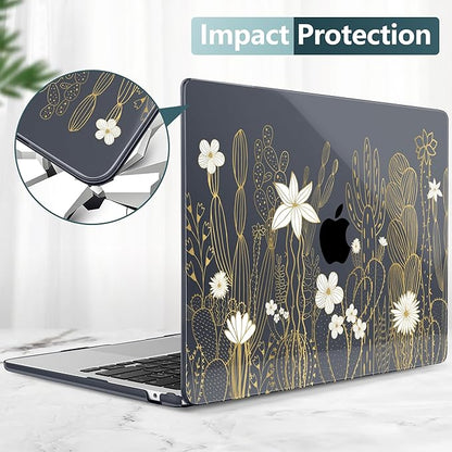 TWOLSKOO Compatible with M4 MacBook Air 15 inch Case 2025-2023 Released Model M4 A3241 M3 A3114 M2 A2941, Plastic Hard Shell & Screen Protector & Keyboard Cover & Trackpad Film, Cute Cactus