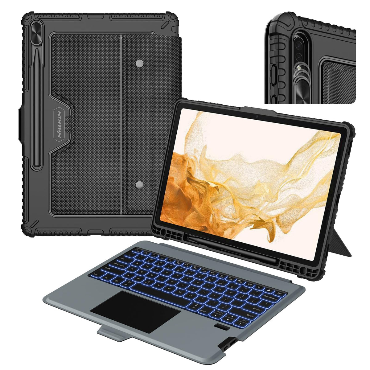 Nillkin Rugged Keyboard Case for Samsung Galaxy Tab S10+ / S9+ 12.4 Inch