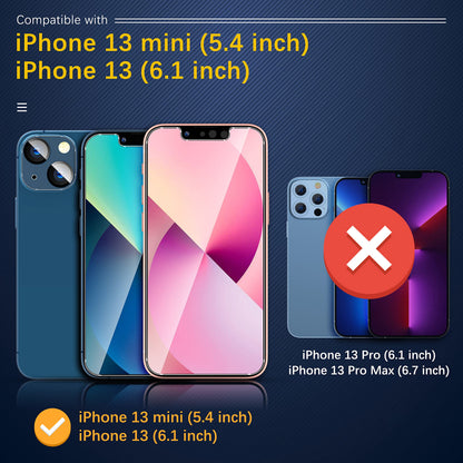 UniqueMe [3 Pack] for iPhone 13 / iPhone 13 Mini Camera Lens Protector, Tempered Glass [Case Friendly][New Version][Scratch-Resistant][Easy Installation] - Black Circle