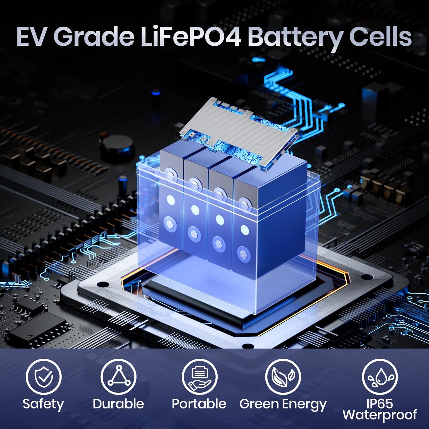 Timeusb 12V 100Ah LiFePO4 Lithium Battery Built-in 100A BMS. Automotive-Grade Cells, Group 24 Deep Cycle Lithium Batteries for RVs, Trolling Motors, Camper, Travel Trailers (4-Pack)