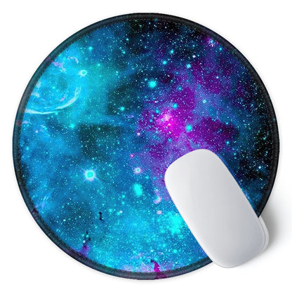 ITNRSIIET Round Mouse Pad with Stitched Edge Premium-Textured Waterproof Non-Slip Rubber Base Desktop Protection Mat Diameter 8.7 inches, Nebula Galaxy
