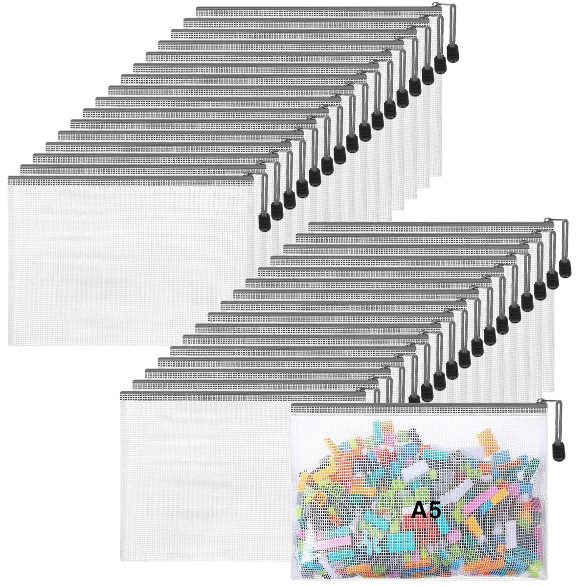 Jetec 32 Mesh Zipper Bags Bikini, Grey, 7.5 x 5 Inch, 32 Pcs