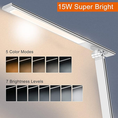 AFROG 5th Gen Multifunctional LED Desk Lamp with 10W Fast Wireless Charger, USB Charging Port,1800Lux Super Bright,5 Lighting Mode,7 Brightness, Touch Control, Auto Timer, 15W Office Table Lamp