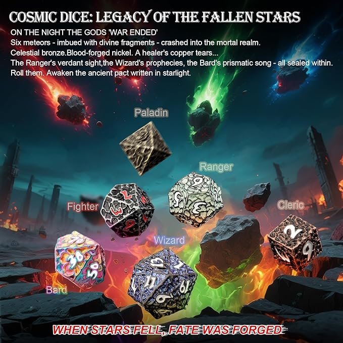 Haxtec DND Dice Set Polyhedral D&D Dice Compatible with Dungeons and Dragons Gift TTRPG Antique Iron Red Metal Dice