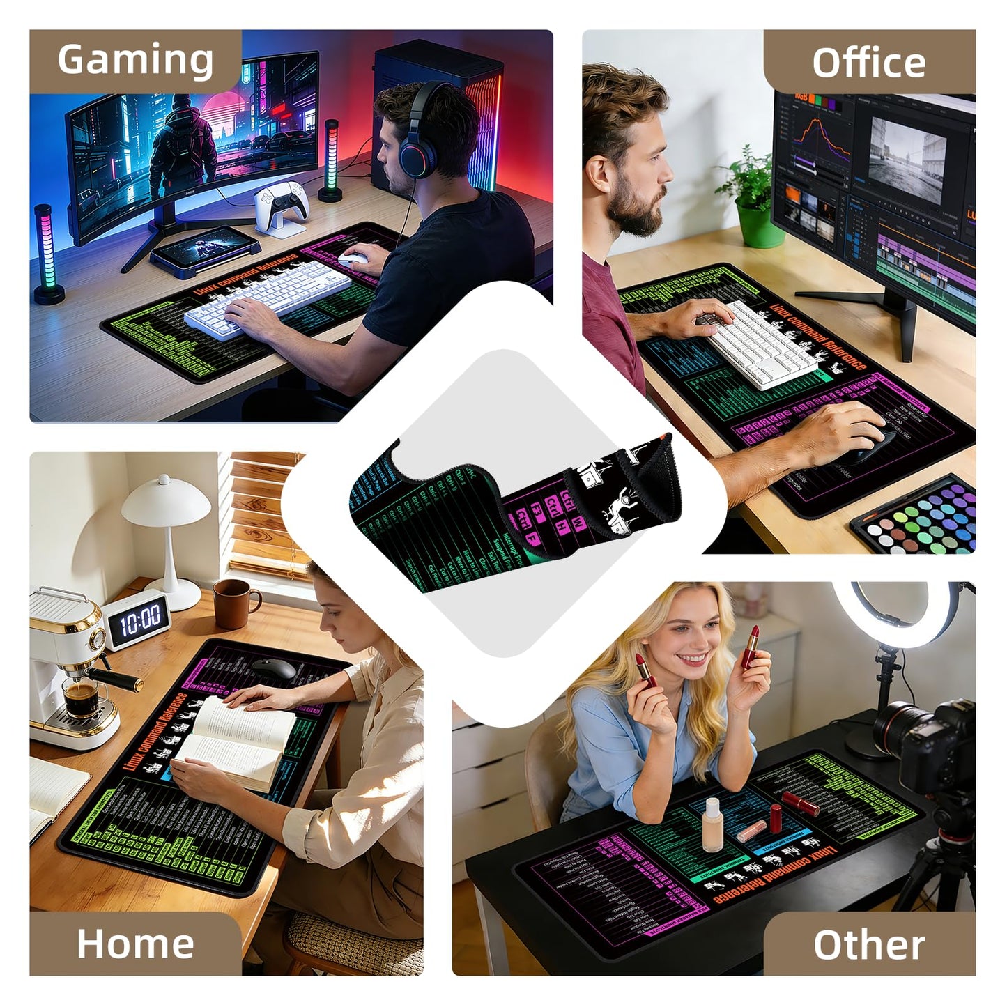 Galdas Gaming Mouse Pad XXL XL Large Long Extended Big Mousepad Non-Slip Rubber Keyboard Mouse Pad with Stitched Edges for Laptop Home Office (31.5x11.8x0.08 Inch) -Notes