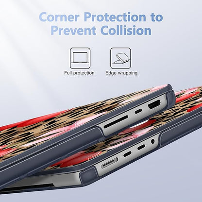 for MacBook Pro 16 inch Case 2021 2022 2023 2024 Release A3186 A3403 M4 A2991 M3 A2780 M2 A2485 M1 Pro/Max, Hard Shell Case with Screen Protector & Keyboard Cover, Leopard Cherry