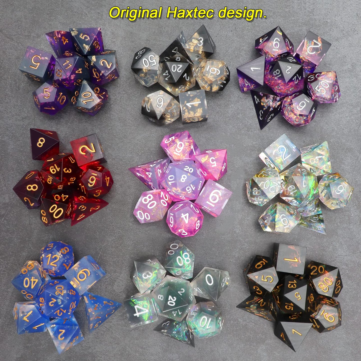 Haxtec Mystery Sharp Edge DND Dice Set, Resin Polyhedral RPG Dice