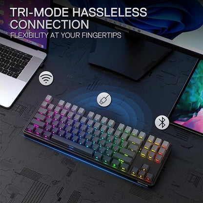 Redragon K707 PRO GB 80% Gasket RGB Gaming Keyboard, 3-Modes Wireless TKL Mechanical Keyboard w/Hot-Swap South-Facing LEDs Socket, PBT Gradient Keycaps & 5-Layer Noise Dampening, Custom Linear Switch