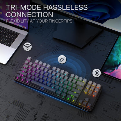 Redragon K707 PRO GB 80% Gasket RGB Gaming Keyboard, 3-Modes Wireless TKL Mechanical Keyboard w/Hot-Swap South-Facing LEDs Socket, PBT Gradient Keycaps & 5-Layer Noise Dampening, Custom Linear Switch