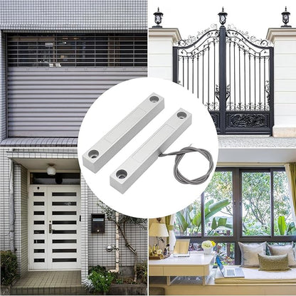 Magnetic Reed Switch Wired Surface Mount Normally Open NO Contact Sensor Alarm Magnetic Door Switch with 2 Wires, Zinc Alloy Sliver, MC-58