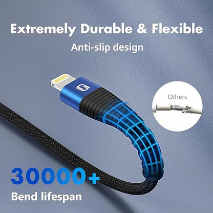 3 Pack iPhone Charger 10FT [Apple MFi Certified] Long USB to Lightning Cable Fast Charging Cord Braided Compatible with iPhone 14/Pro/Pro Max/Plus, 13,12,11,8,7,6,6s, X/XR/XS/SE, iPad/iPod/AirPods