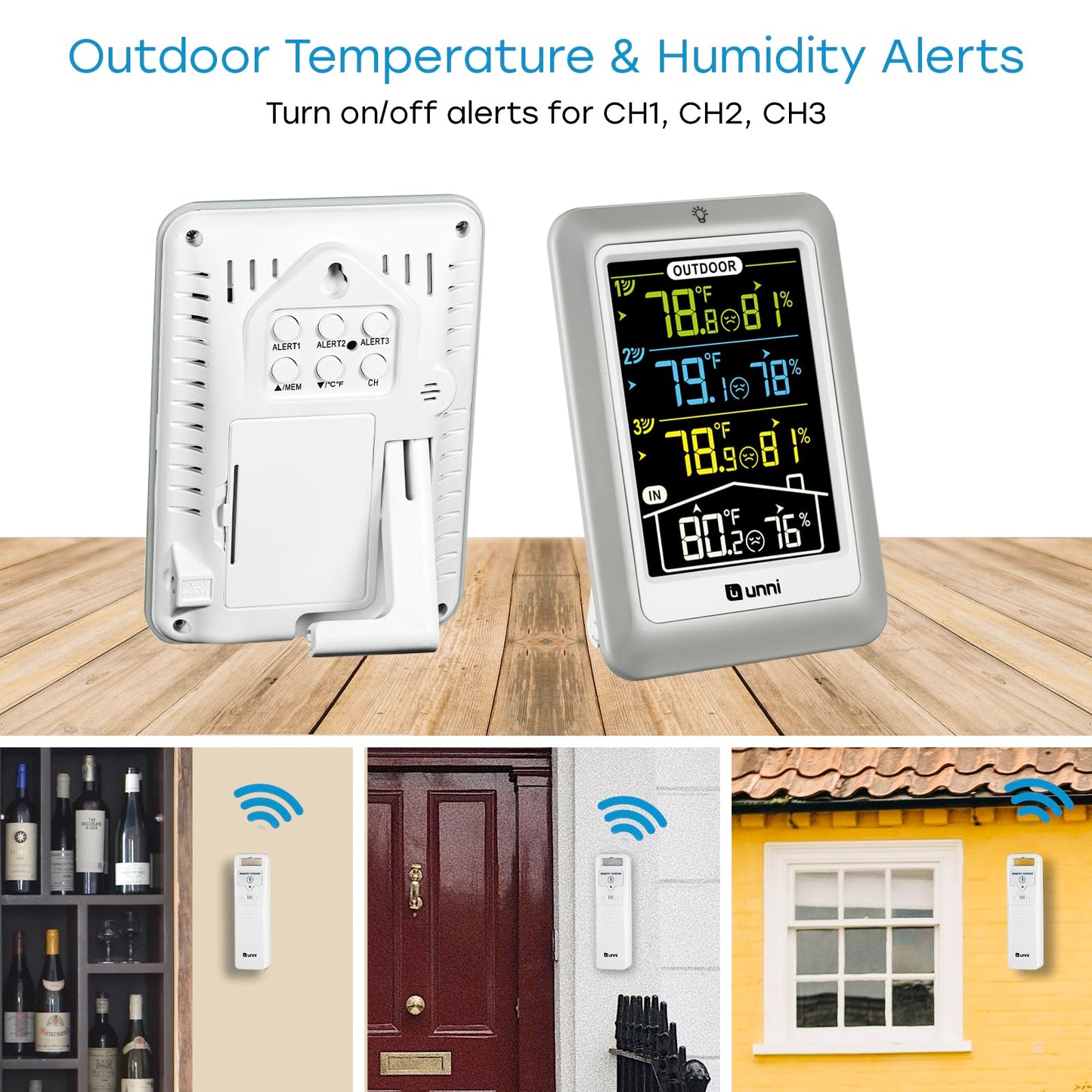 Indoor Outdoor Thermometer Wireless 4.5 Inch Display Digital Hygrometer