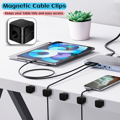 SaiTech IT 12 Pack Magnetic Cable Clips, Cord Organizer Holder Black