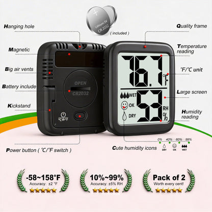 Antonki 2 Pack Room Thermometer Indoor Hygrometer