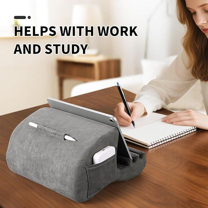 CreaDream Tablet Pillow Stand, Pillow Pad for IPad, Tablet Holder for Bed, Lap and Desk with 3 Viewing Angles, Tablet Accessory Compatible with 4-13 inch Kindle, Galaxy Tab, E-Reader (Gray)