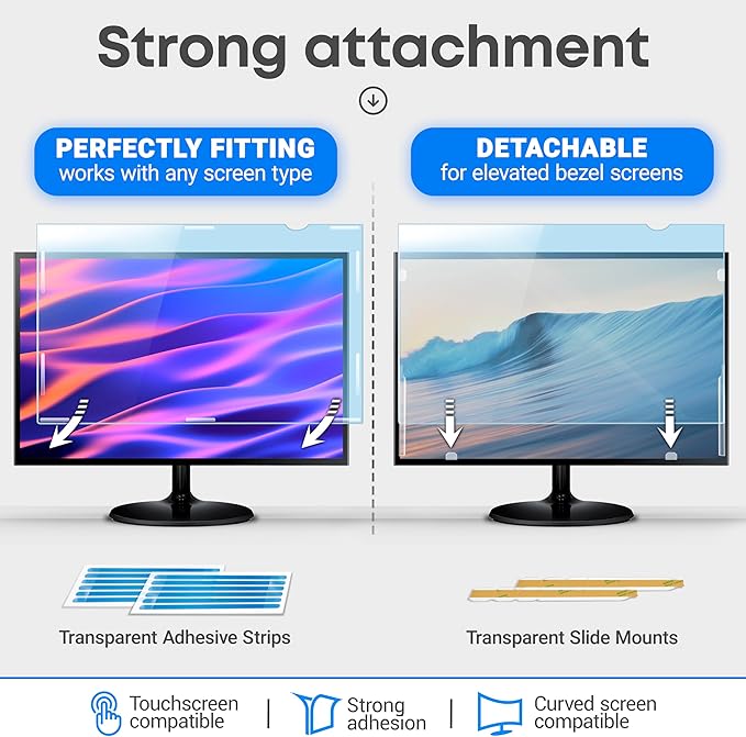 23 inch Blue Light Blocking Screen Protector Panel for 16:9 Widescreen Computer Monitor and Laptop - PC Anti-UV Eye Protection Filter Film - Anti-Scratch Diagonal Frame Shield [1 Pack]