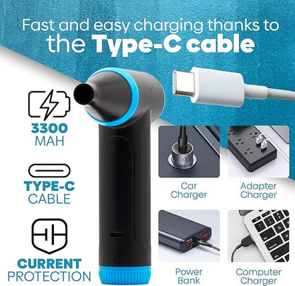 Compressed Air Duster 150000 RPM - Computer Keyboard Cleaner - Jet Dry Mini Air Blower Gun for Car Drying - Electric Canned Air Duster for Computers - Portable Car Dryer Air Blower Fan