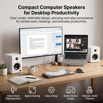 NSY Audio Powered Computer Speakers for Gaming and Music, White Pair