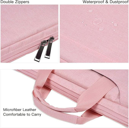 15.6 Inch Laptop Sleeve TSA Case Women Ladies Bag for Macbook Pro 16" M5 M4 M3 M2 M1, Lenovo Ideapad 15.6", HP Envy/Victus 15.6, Dell Inspiron 15, Acer Aspire/Nitro 15, ASUS MSI Macbook 15 Case, Pink