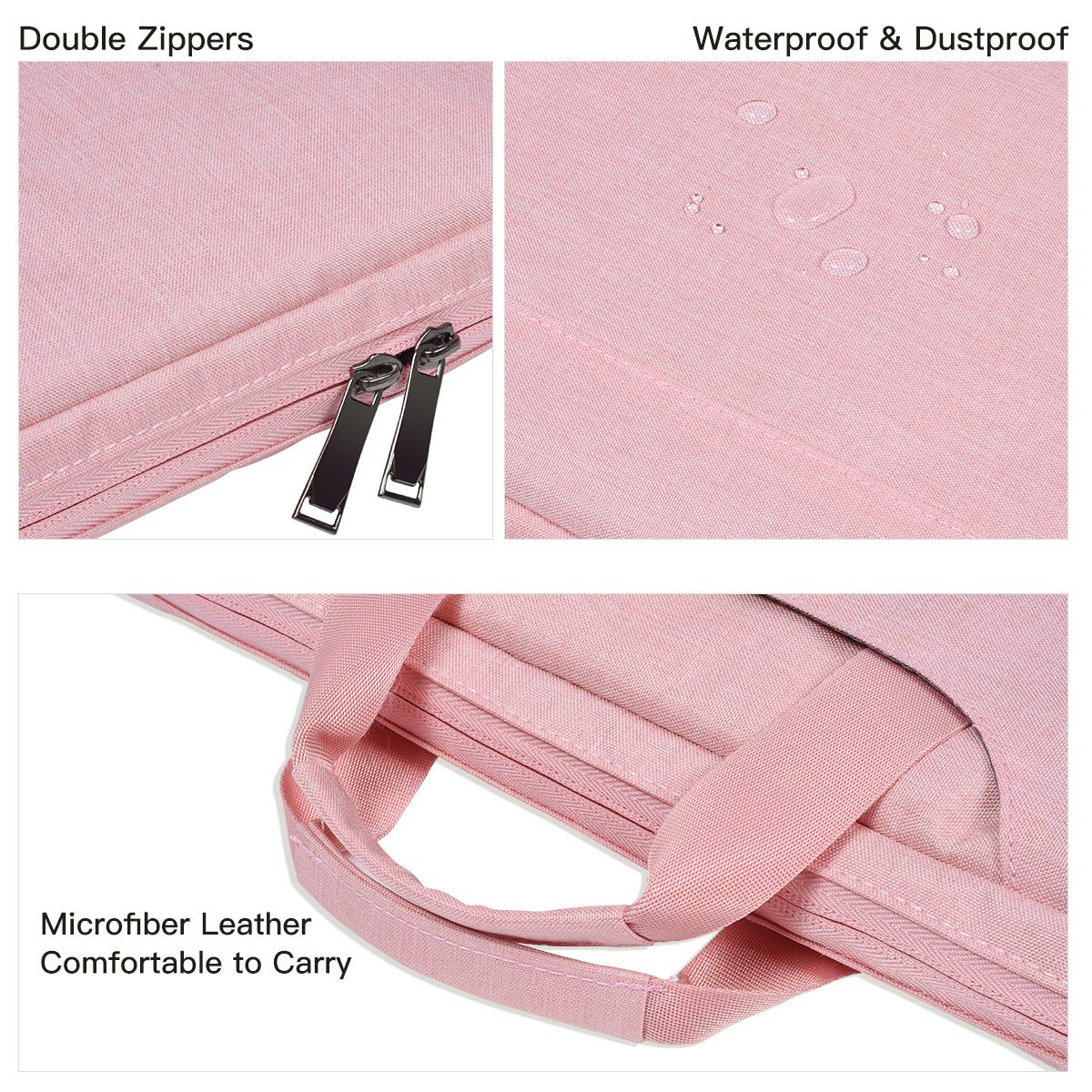 15.6 Inch Laptop Sleeve TSA Case Women Ladies Bag for Macbook Pro 16" M5 M4 M3 M2 M1, Lenovo Ideapad 15.6", HP Envy/Victus 15.6, Dell Inspiron 15, Acer Aspire/Nitro 15, ASUS MSI Macbook 15 Case, Pink