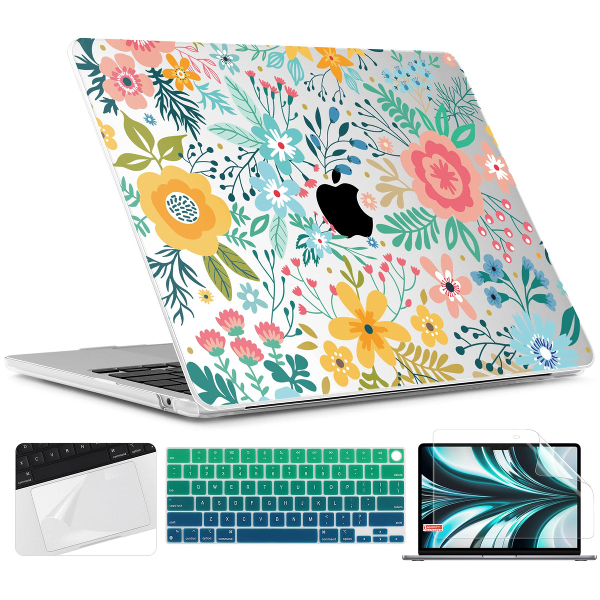 TWOLSKOO for MacBook Air 13 inch Case M5 2026 M4 2025 M3 M2 2024-2022 A3449 A3240 A3113 A2681, Plastic Hard Shell & Keyboard Cover & Screen Film for MacBook Air 13.6 inch Case, Creative Brain