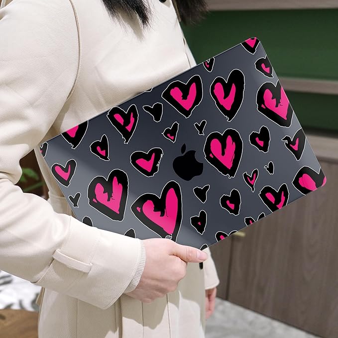 MEEgoodo Case for MacBook Pro 13 inch Case 2022 2021 2020 New A2338 M2/M1 A2251 A2289, Laptop Hard Shell with Keyboard & Camera Cover Compatible with 13 inch MacBook Pro, Handwritten Heart