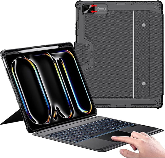 Nillkin iPad Pro 13 inch Case with Keyboard(M5/M4, 2025/2024), Detachable Backlit Keyboard with Portrait & Landscape Modes, Rugged Keyboard Case with Pencil Holder & Camera Cover, Multi-Touch Trackpad