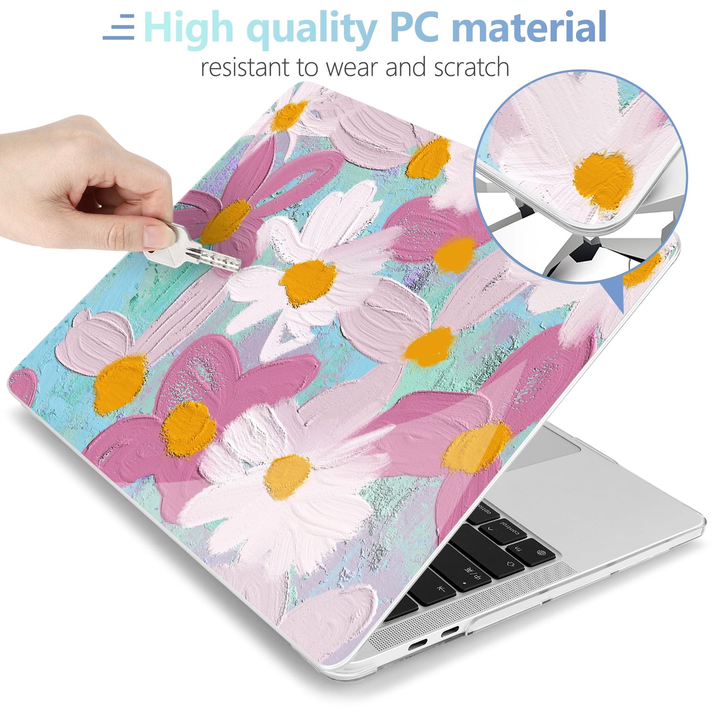 MEEgoodo Case for MacBook Pro 13 inch Case 2022 2021 2020 New A2338 M2/M1 A2251 A2289, Laptop Hard Shell with Keyboard & Camera Cover Compatible with 13 inch MacBook Pro, Art Plants Floral