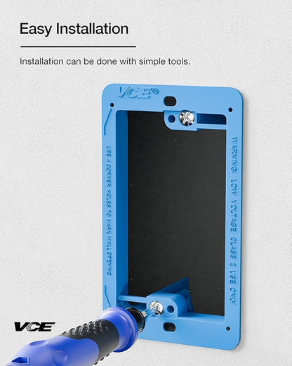 VCE Low Voltage Mounting Bracket Single Gang Wall Plate, Flush Low Voltage Box for Network, HDMI, Coaxial, Speaker, Telephone Cables, Blue, 5 Pack