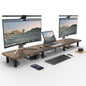 WEGASTU 43.7" Extra Long Dual Monitor Stand Riser, Wood & Steel Monitor Stand for 2 Monitors, Wide TV Stand, Desktop Riser for Desk Organization, Home Office，Laptop,Printer,TV (Black)