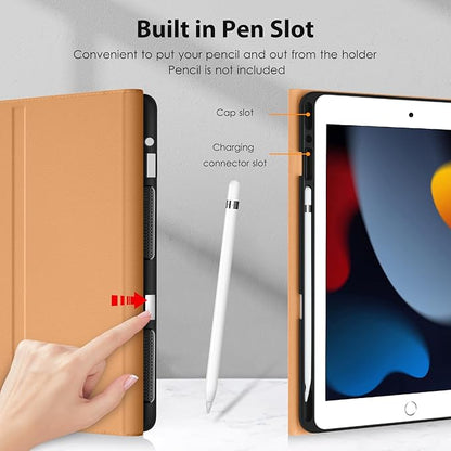 DTTO for iPad 9th/8th/7th Generation 10.2" Case 2021/2020/2019 with Keyboard, 7 Colors Backlit Wireless Detachable Keyboard Premium Leather Folio Cover with Pencil Holder & Pocket, Black