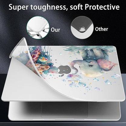for MacBook Pro 16 inch Case 2021 2022 2023 2024 Release A3186 A3403 M4 A2991 M3 A2780 M2 A2485 M1 Pro/Max, Hard Shell Case with Screen Protector & Keyboard Cover, Elephant & Giraffe