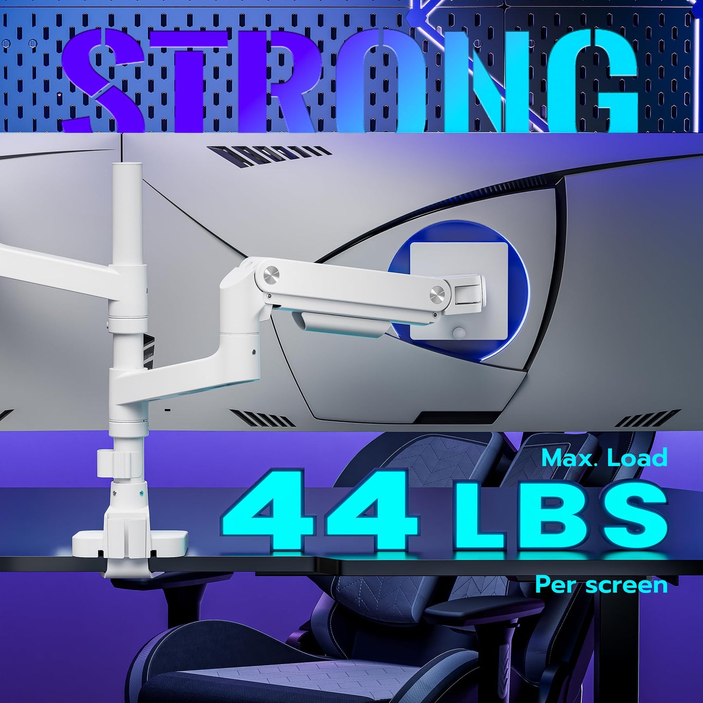 Dual Monitor Arm Desk Mount for 17-49 Inch Monitors Holds 44 lbs, White