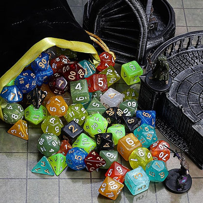 CiaraQ DND dice Set 10x7 Polyhedral Dice (70 pcs) for Dungeons and Dragons RPG MTG Role Playing Table Games with 1 Drawstring Bag