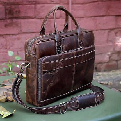 VC VINTAGE COUTURE Leather briefcase bag for men Leather Laptop Bags For Men and Women Travel Messenger Bag