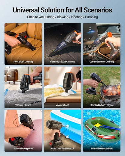 SEALIGHT Car Vacuum Portable Cordless, High Power Suction and Air Duster, 7 in 1 Handhle Vacuum Cleaner for Car, Office, Pet