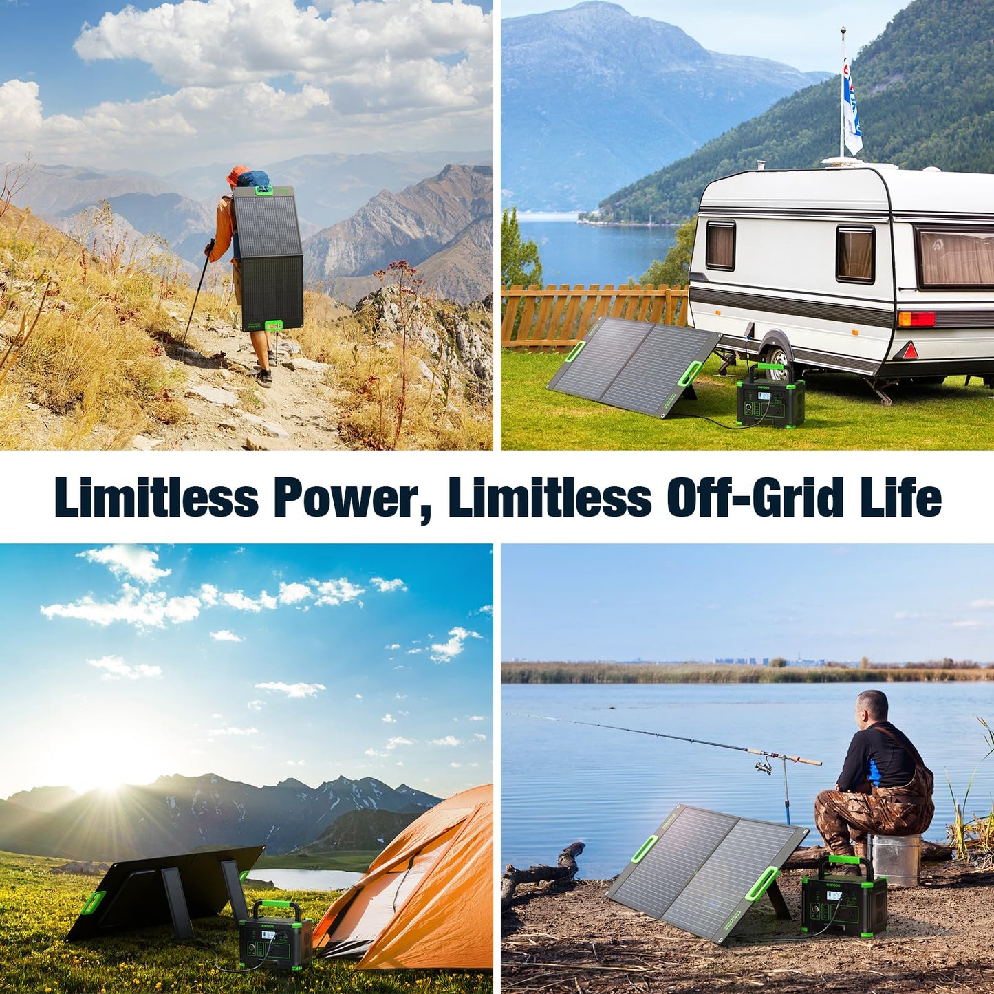 100W Portable Solar Panel for Power Station Generator, Waterproof Foldable