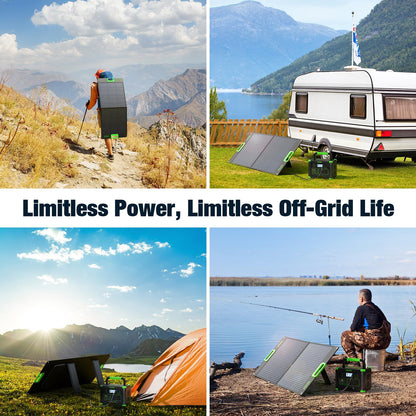 100W Portable Solar Panel for Power Station Generator, Waterproof Foldable
