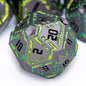 OGCOPHEN Metal DND Sci-fi Dice Set 7PCS Stripe Polyhedral Dice for Dungeons Dragons RPG Role Playing Game, Glitter D and D Dice with Gift Box D6 D8 D10 D12 D20 (Black&Blue Purple)
