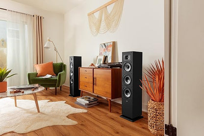 Polk Monitor XT60 Tower Speaker - Hi-Res Audio Certified, Dolby Atmos, DTS:X & Auro 3D Compatible, 1" Tweeter, 6.5" Dynamically Balanced Woofer, (2) 6.5" Passive Radiators (Single, Midnight Black)