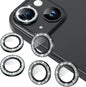 AGVEE 3+3 6 Pack for iPhone 15/15 Plus, Bling Diamond & Glitter Metal Ring 9H Tempered HD Glass Camera Protector Cover Film