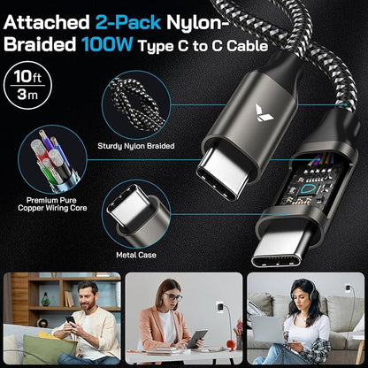 45W Super Fast Charger USB C, 45 Watt Type-C Android Phone Charger Fast Charging Block with 10FT Type C Cords for Samsung Galaxy S25 Ultra/S24 Ultra/S24+/S23 Ultra/S23+/S22 Plus/S20, Tab S9/S8 Ultra