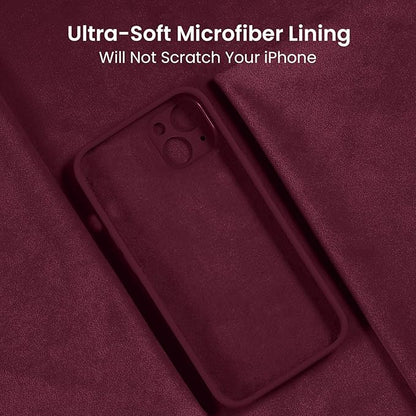 FireNova Designed for iPhone 14 Case, Silicone Upgraded [Camera Protection] Phone Case with [2 Screen Protectors], Soft Anti-Scratch Microfiber Lining Inside, 6.1 inch, Plum